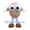 Egg Mascot Costume in Beige with Large White Eyes