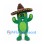 Cactus Mascot Costume in Green with Brown Sombrero