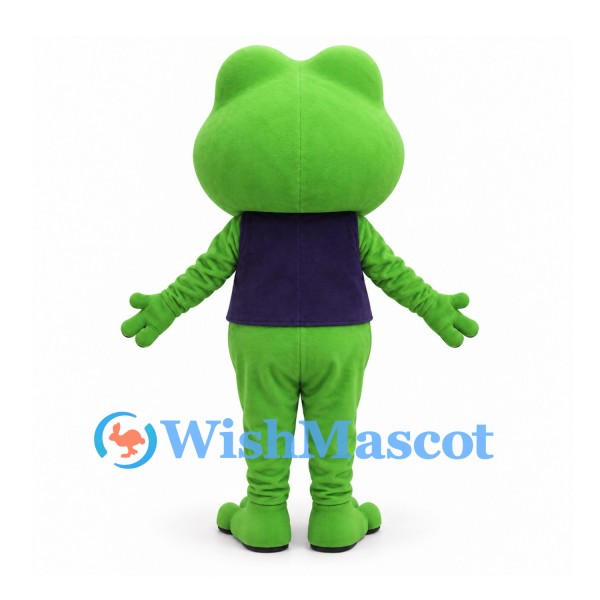 Frog Mascot Costume in Green with Purple Vest