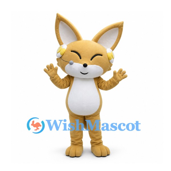 Fennec Fox Mascot Costume in Tan with Large Ears