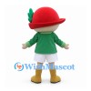 Mushroom Mascot Costume with Red Hat and Green Shirt