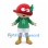 Mushroom Mascot Costume with Red Hat and Green Shirt