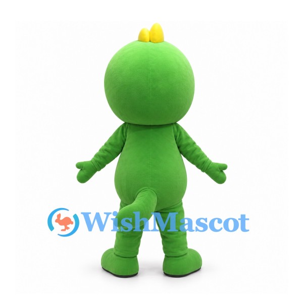 Dinosaur Mascot Costume in Green with Small Yellow Crest