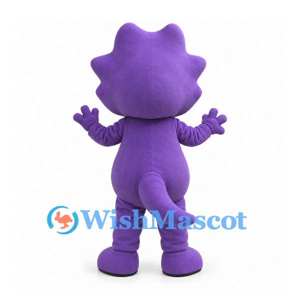 Triceratops Mascot Costume in Purple with White Horns