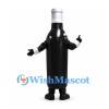 Bottle Mascot Costume in Black with Silver Cap and Bow Tie
