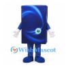 Rectangle Mascot Costume in Blue with Swirl Pattern