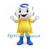 Robot Mascot Costume with White Round Head and Yellow Outfit