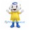 Robot Mascot Costume with White Round Head and Yellow Outfit