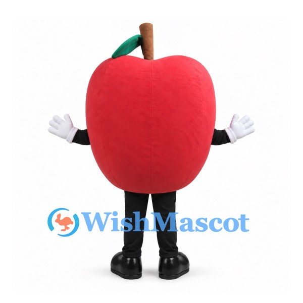 Apple Mascot Costume in Red with Brown Stem and Black Legs