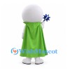 Tooth Mascot Costume with Green Cape and Blue Staff
