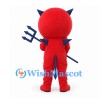 Devil Mascot Costume in Red with Blue Horns and Trident
