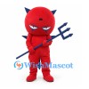 Devil Mascot Costume in Red with Blue Horns and Trident