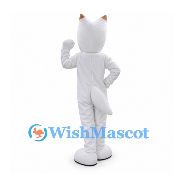Cat Mascot Costume in White with Red Pendant