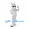 Cat Mascot Costume in White with Red Pendant