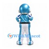Robot Mascot Costume in Metallic Blue with Silver Visor