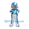 Robot Mascot Costume in Metallic Blue with Silver Visor