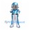 Robot Mascot Costume in Metallic Blue with Silver Visor