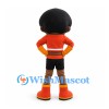 Bearded Man Mascot Costume with Red Shirt and Black Shorts