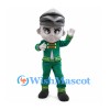 Boy Mascot Costume with Gray Spiky Hair and Green Uniform