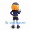 Girl Mascot Costume with Blonde Bob and Purple Uniform