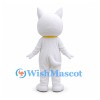 Dog Mascot Costume in White with Blue Eyes and Yellow Collar