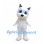 Dog Mascot Costume in White with Blue Eyes and Yellow Collar