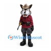 Wolf Mascot Costume with Cowboy Hat and Red Shirt