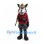 Wolf Mascot Costume with Cowboy Hat and Red Shirt