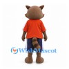 Raccoon Mascot Costume with Orange T-Shirt and Navy Shorts
