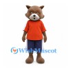 Raccoon Mascot Costume with Orange T-Shirt and Navy Shorts