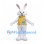 Rabbit Mascot Costume in White with Yellow Butterfly Vest