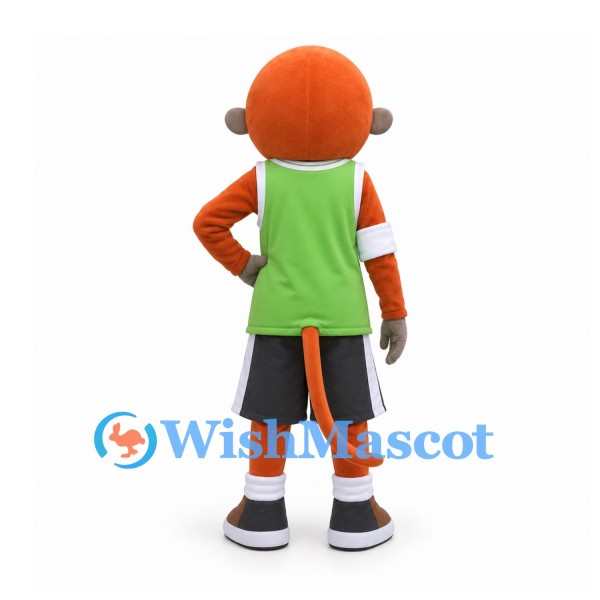 Monkey Mascot Costume with Green Sports Vest and Black Shorts