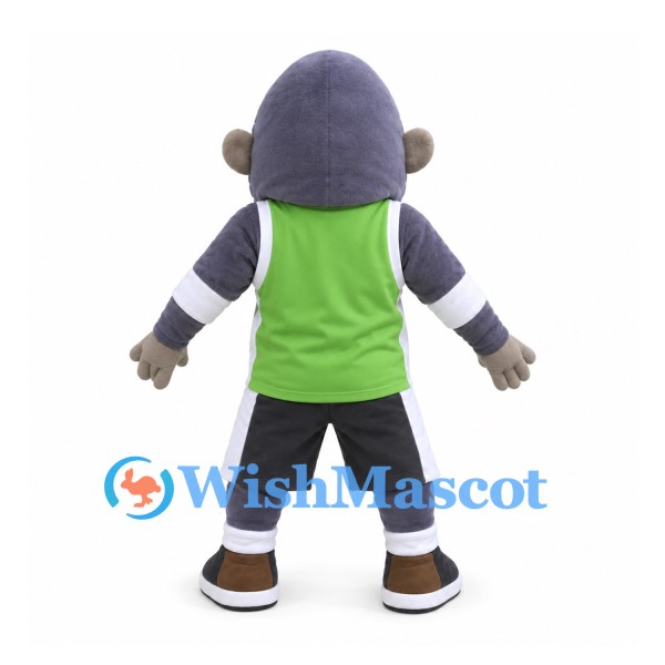 Gorilla Mascot Costume with Green Sports Vest and Black Shorts