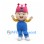 Boy Mascot Costume with Pink Animal Hat and Blue Overalls