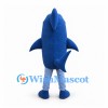 Shark Mascot Costume in Blue with Wide Toothy Mouth