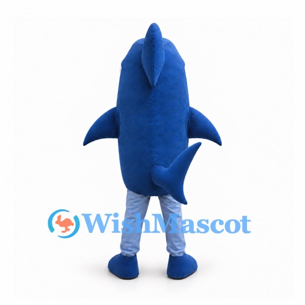 Shark Mascot Costume in Blue with Wide Toothy Mouth