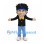 Man Mascot Costume with Black Spiky Hair and Black Jacket