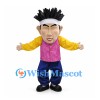 Man Mascot Costume with Black Spiky Hair and Pink Vest