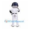 Raccoon Mascot Costume with White Baseball Uniform and Navy Helmet