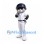Raccoon Mascot Costume with White Baseball Uniform and Navy Helmet
