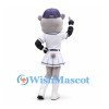 Raccoon Mascot Costume with White Baseball Dress and Purple Cap