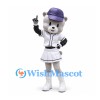 Raccoon Mascot Costume with White Baseball Dress and Purple Cap