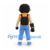 Adventurer Mascot Costume with Yellow Shirt, Blue Trousers and Backpack