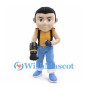 Adventurer Mascot Costume with Yellow Shirt, Blue Trousers and Backpack