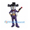 Robot Cowboy Mascot Costume with Black Hat and Purple Suit