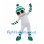 White Character Mascot Costume with Green Striped Hat and Sunglasses