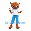 Deer Mascot Costume with White T-Shirt and Blue Trousers