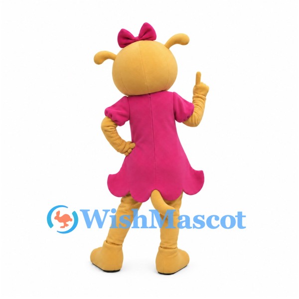 Deer Mascot Costume with Pink Bow and Dress