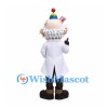 Scientist Mascot Costume with White Hair, Lab Coat and Gadget Hat