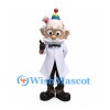 Scientist Mascot Costume with White Hair, Lab Coat and Gadget Hat